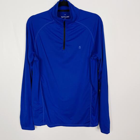 Tommy John Mens Small S Cobalt Blue Performance Quarter Zip Pullover Long Sleeve - Picture 1 of 6